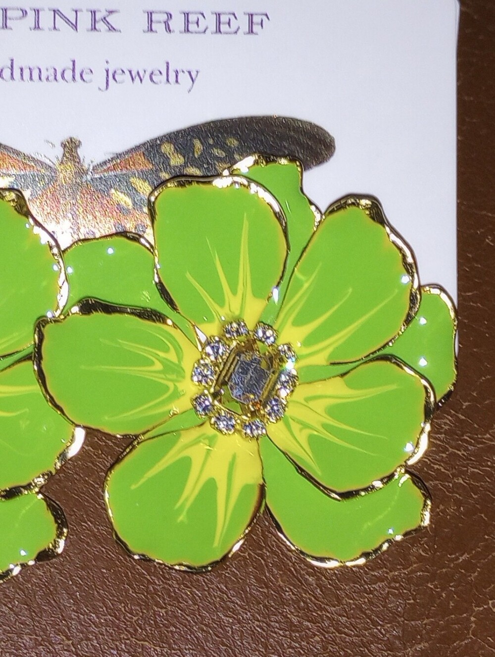 NWT Anthro The Pink Reef Handpainted Earrings Lime - Picture 3 of 7